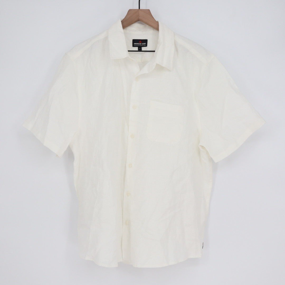 American Giant Men's Resort Shirt Linen Size L Made In USA