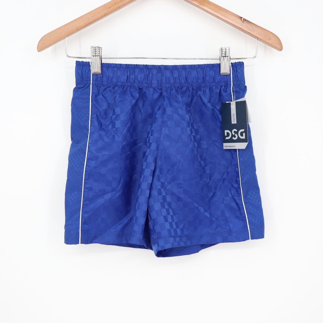 DSG Youth Woven Soccer Shorts Blue Checkerboard Performance Size S 8-9