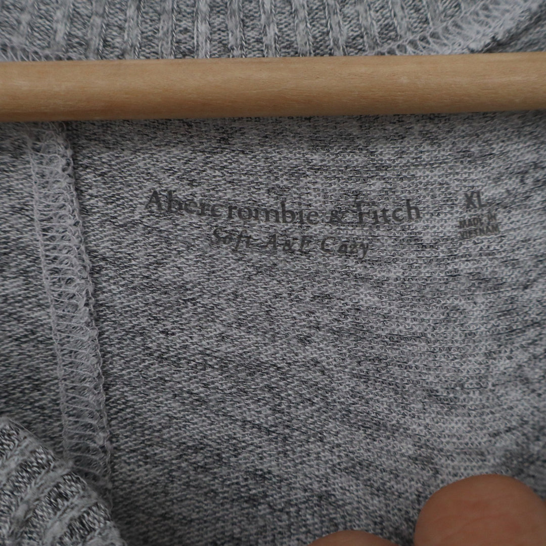 Abercrombie & Fitch Womens XL Soft A&F Cozy Henley Top Grey Marled Long Sleeve
