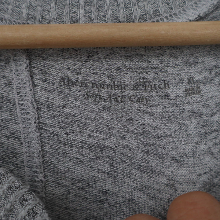 Abercrombie & Fitch Womens XL Soft A&F Cozy Henley Top Grey Marled Long Sleeve