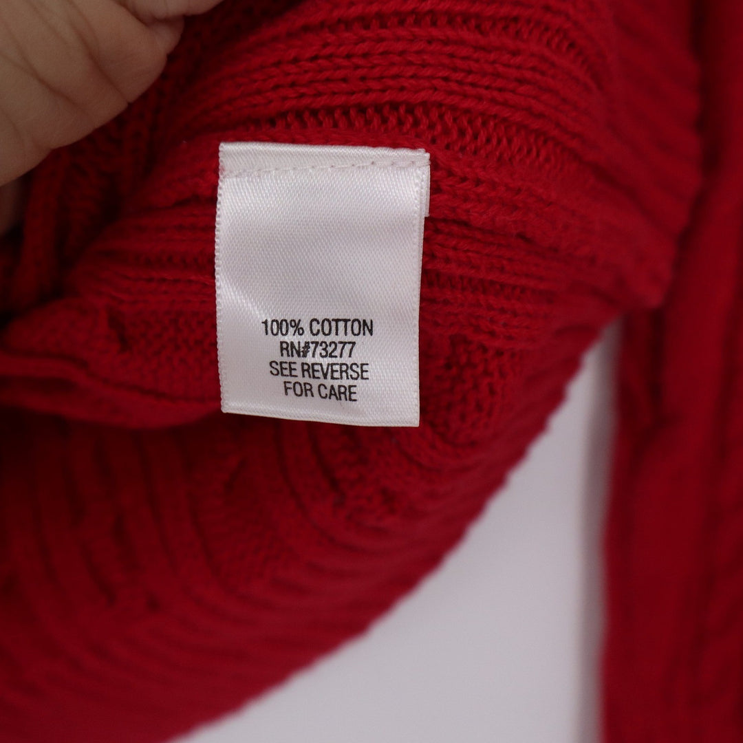 Croft & Barrow Mens Red Cable Knit V-Neck 100% Cotton Sweater Size L