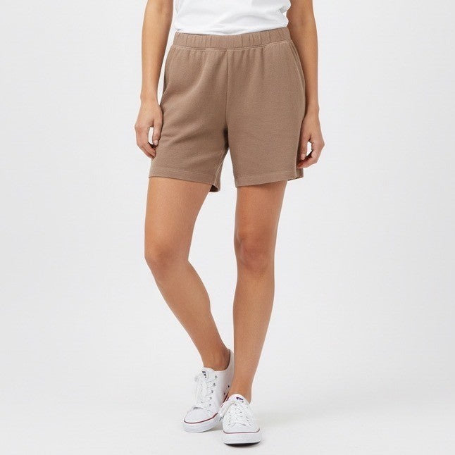Swick & Moore Shorts Women Large Brown Knit Cotton Stretch Pull On Elastic Waist