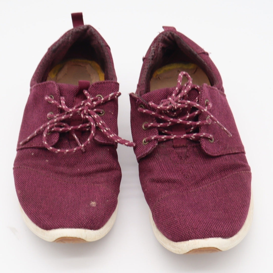 TOMS Sneakers Womens 8.5 Del Rey Burgundy Canvas Low Top Lace Up Fair