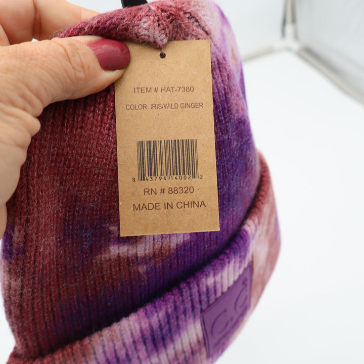 C.C Beanie Womens OS Iris Wild Ginger Tie Dye Ribbed Knit New