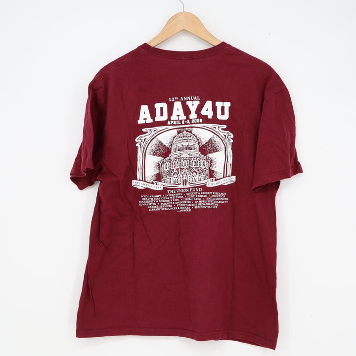 Gildan Softstyle Union College ADAY4U Maroon Graphic T-Shirt Mens Large