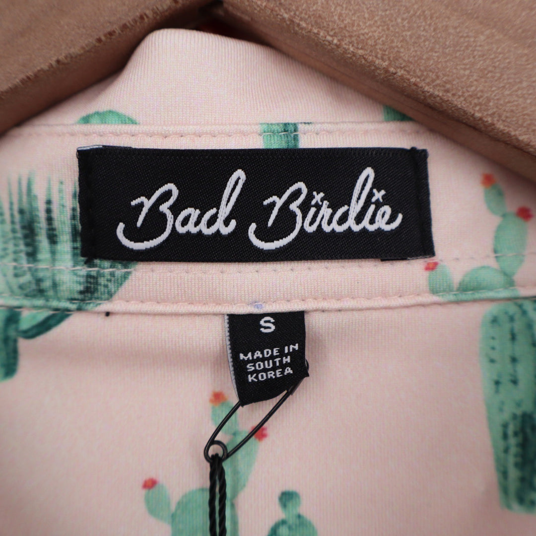 Bad Birdie Mens Thorn in Your Side Cactus Print Golf Polo Peach S