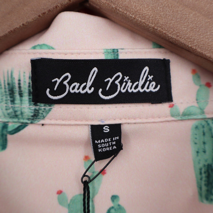 Bad Birdie Mens Thorn in Your Side Cactus Print Golf Polo Peach S
