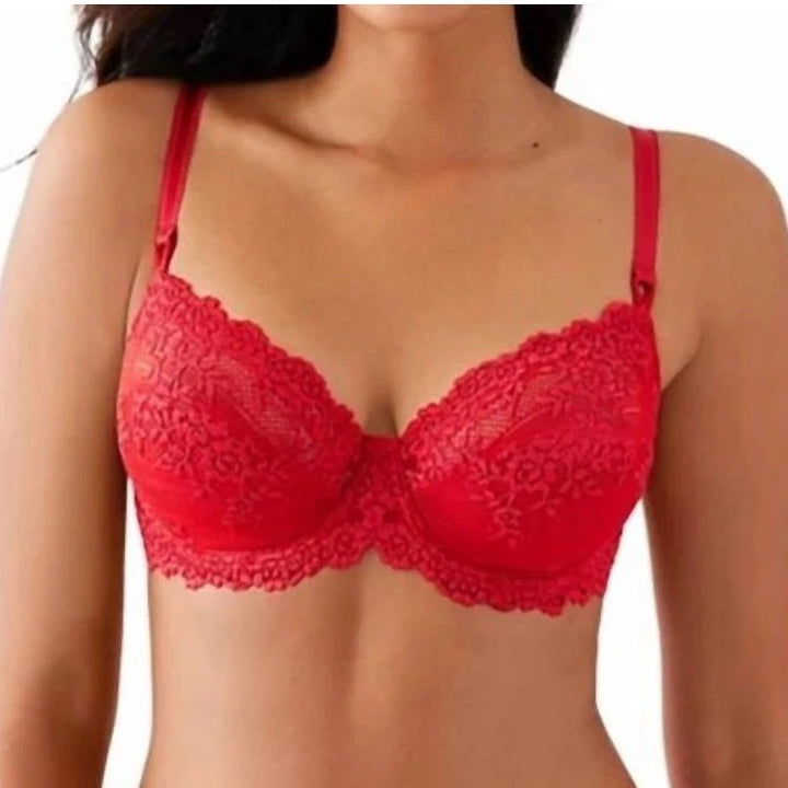 Wacoal Embrace Bra Womens 38DDD Red Stretch Lace Trim Adjustable Strap Underwire