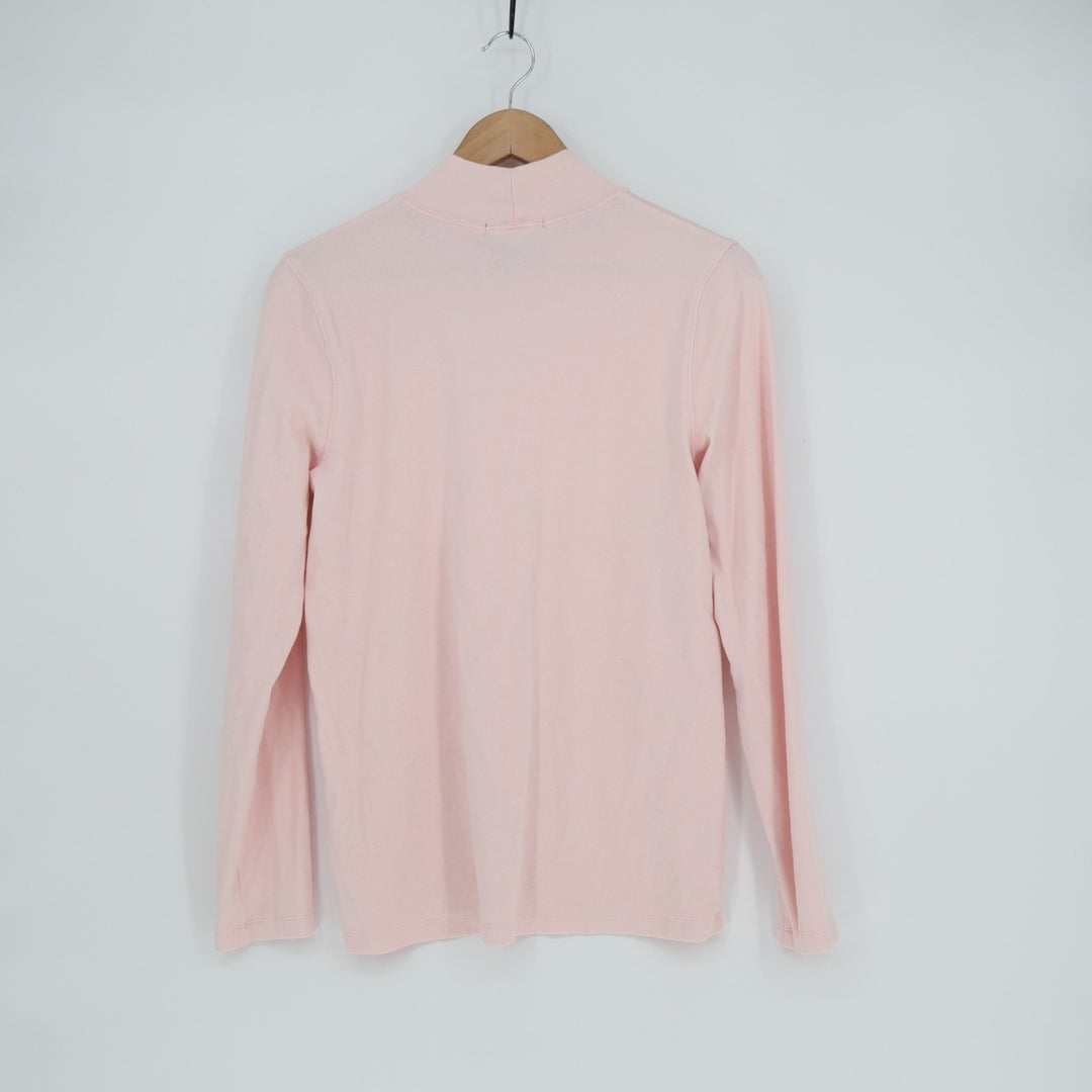 Preswick & Moore Shirt Womens M Light Pink Cotton Stretch Mock Neck Side Slit