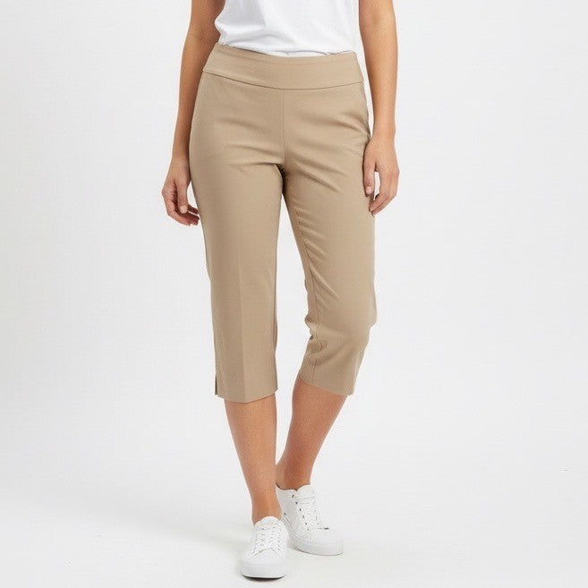 Zac & Rachel Women's Tan Cropped Pants Size 12 Stretch Waist