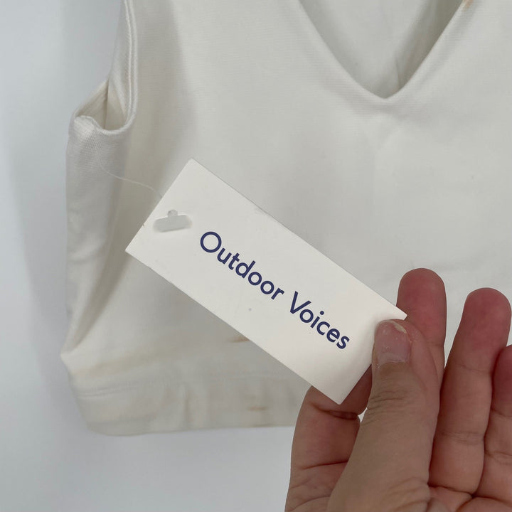 Outdoor Voices Warmup Collared Crop Top White Athletic Athleisure Size S