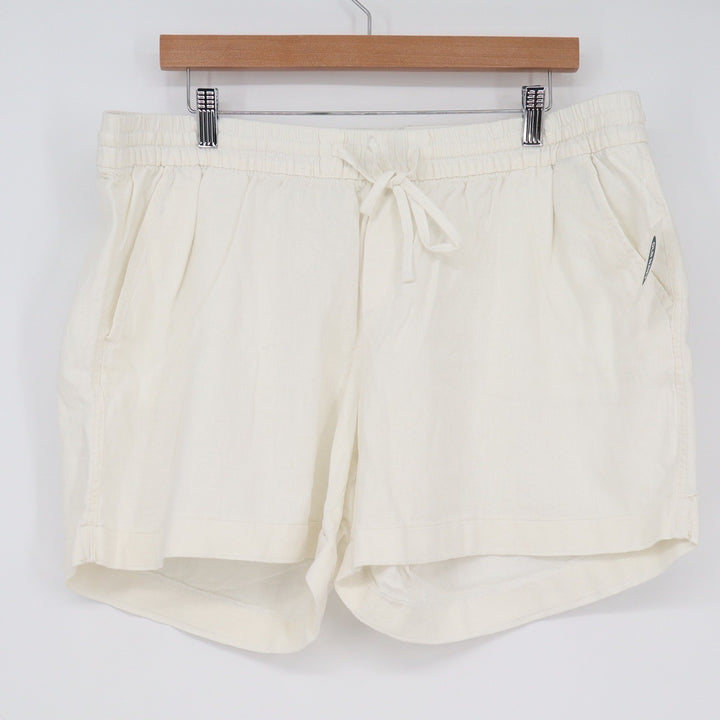 Old Navy Womens XL Cream Linen Blend Pull On Elastic Waist Drawstring Shorts NEW