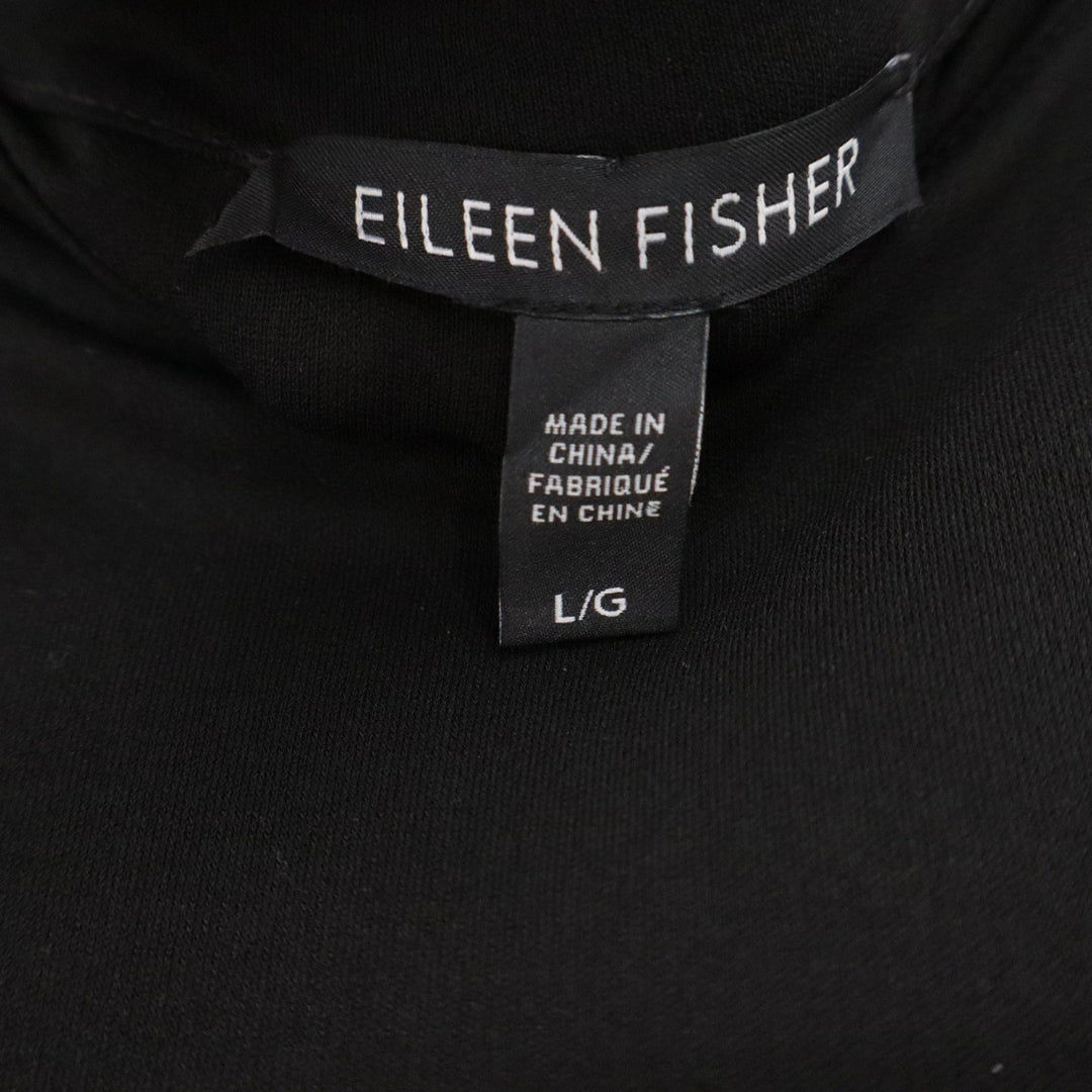 Eileen Fisher Black 100% Silk Sleeveless Layered Sheer Hem Midi Dress Large