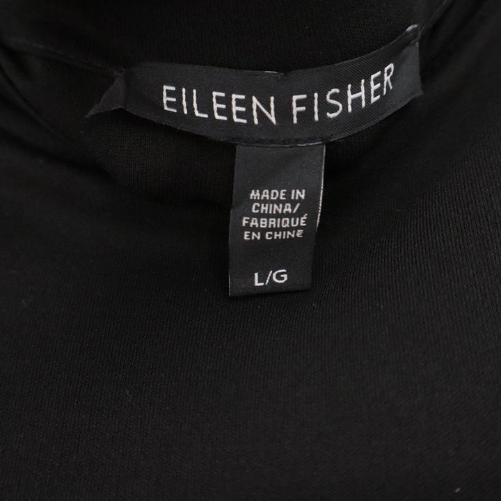 Eileen Fisher Black 100% Silk Sleeveless Layered Sheer Hem Midi Dress Large