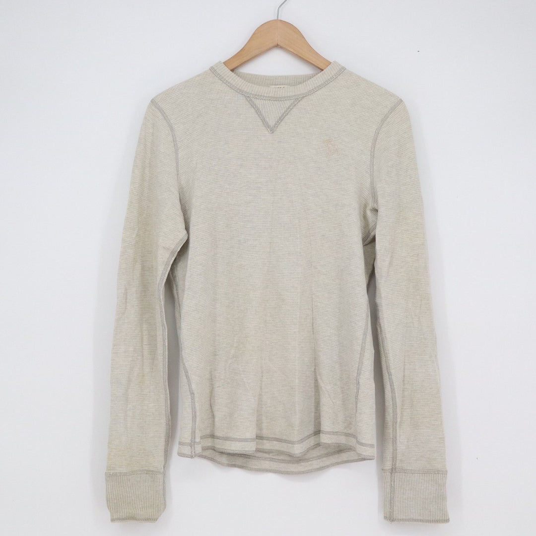 Abercrombie & Fitch Mens Muscle Fit Waffle Knit Thermal Shirt Gray Small