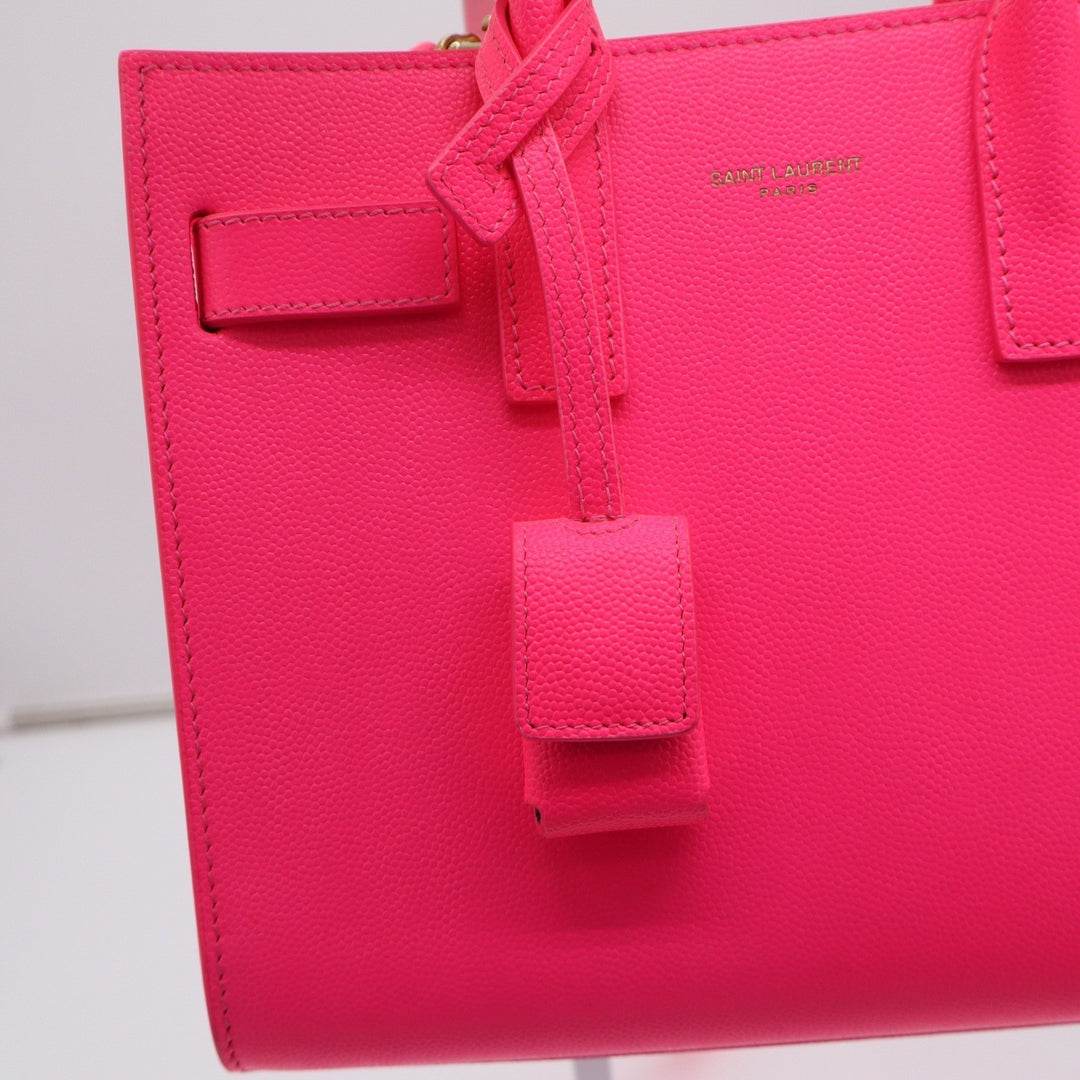 Saint Laurent Nano Sac De Jour Pink Glo Grained Leather Handbag