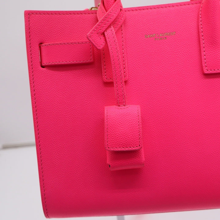 Saint Laurent Nano Sac De Jour Pink Glo Grained Leather Handbag