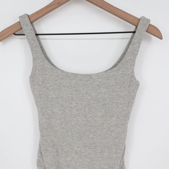 Naked Wardrobe Heather Gray Scoop Neck Sleeveless Bodysuit L Made in USA