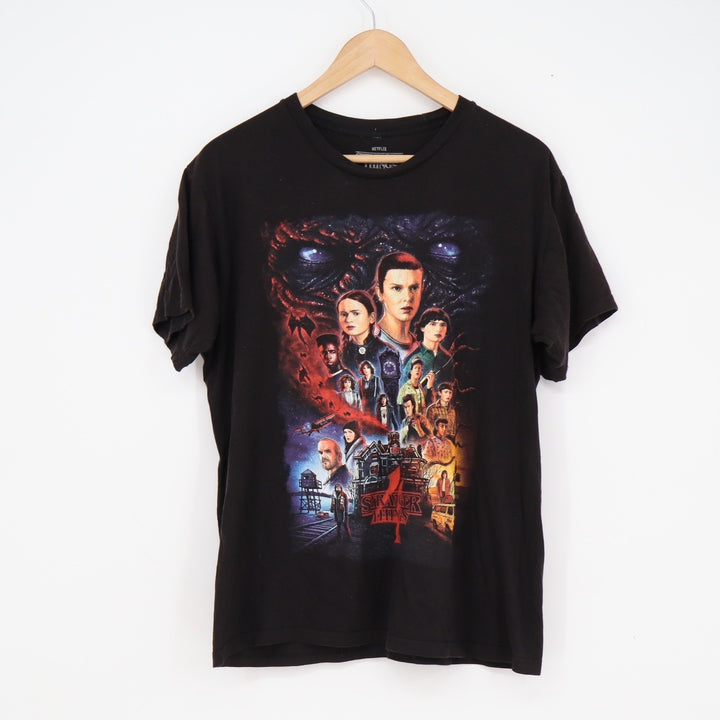 Stranger Things Season 4 Graphic T-Shirt Mens Large Black Cotton Netflix Tee