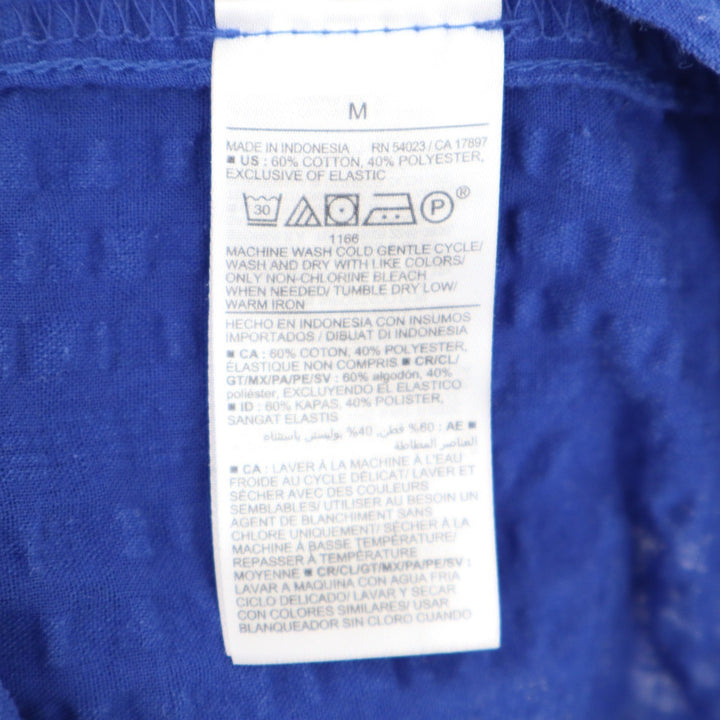 Old Navy Womens Royal Blue Seersucker Tiered Midi Dress Smocked Tie Back Medium