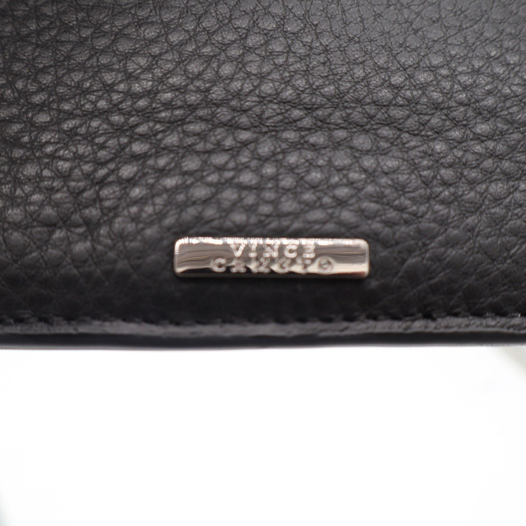Vince Camuto Black Pebbled Leather L-Zip Card Holder Slim Wallet
