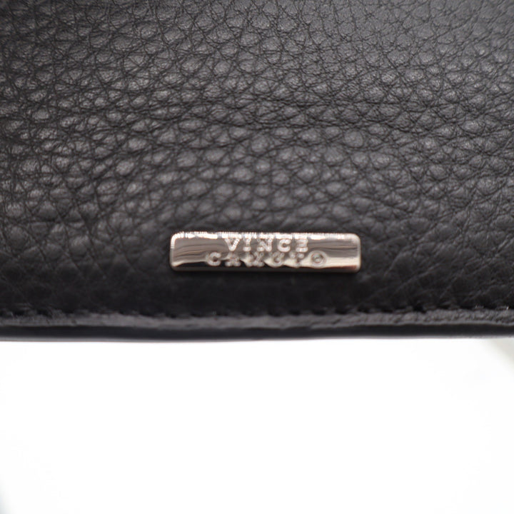 Vince Camuto Black Pebbled Leather L-Zip Card Holder Slim Wallet
