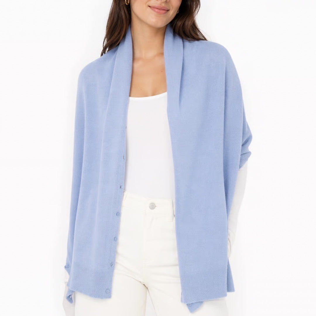 Noelle Scarf Womens Blue Knitted Front & Back Button