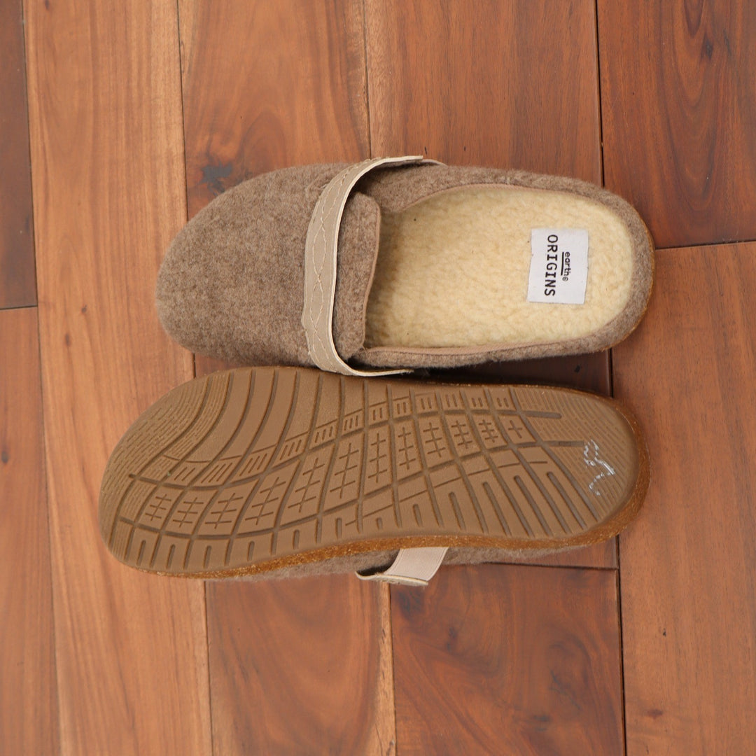 Earth Origins Ali Oatmeal Felted Wool Clogs Faux Fur Lined Mules Womens 8