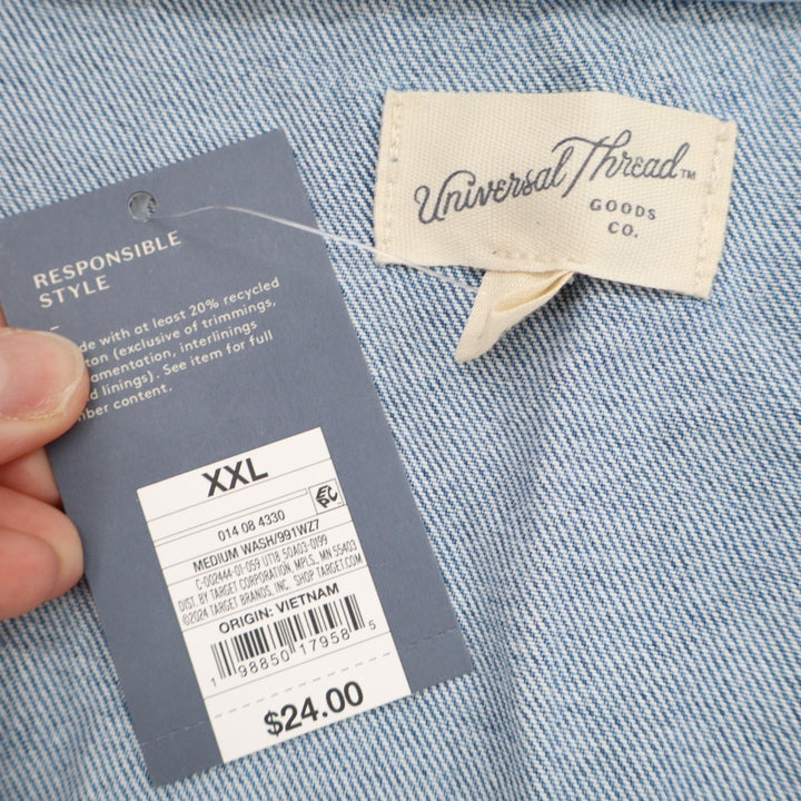 Universal Thread Tank Top Womens 2XL Blue Denim Cotton Scoop Neck Front Pocket