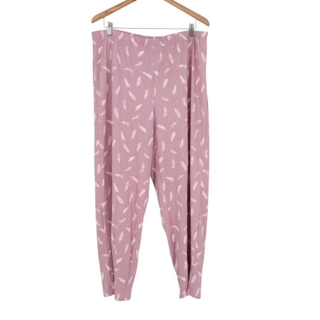 Charter Club Intimates Pajama Pants Women Large White Floral Cotton Straight Leg