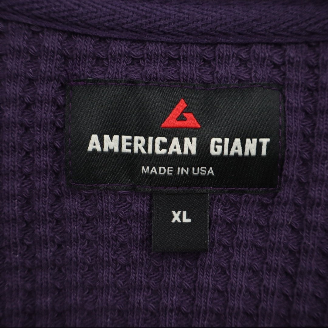 American Giant T-Shirt Mens XL Purple Cotton Stretch Waffle Knit Long Sleeve