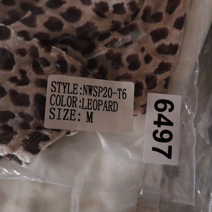 Naked Wardrobe Leopard Print Velvet Crop Top Long Sleeve Brown Small
