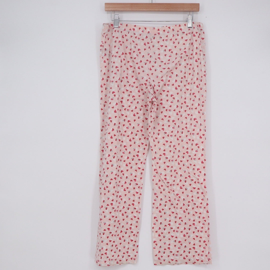 Jane & Bleecker Pink Heart Print Pajama Pants Women's Medium Relaxed Lounge