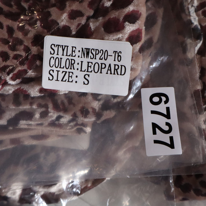 Naked Wardrobe The Statement Leopard Print Crop Top Long Puff Sleeve Small