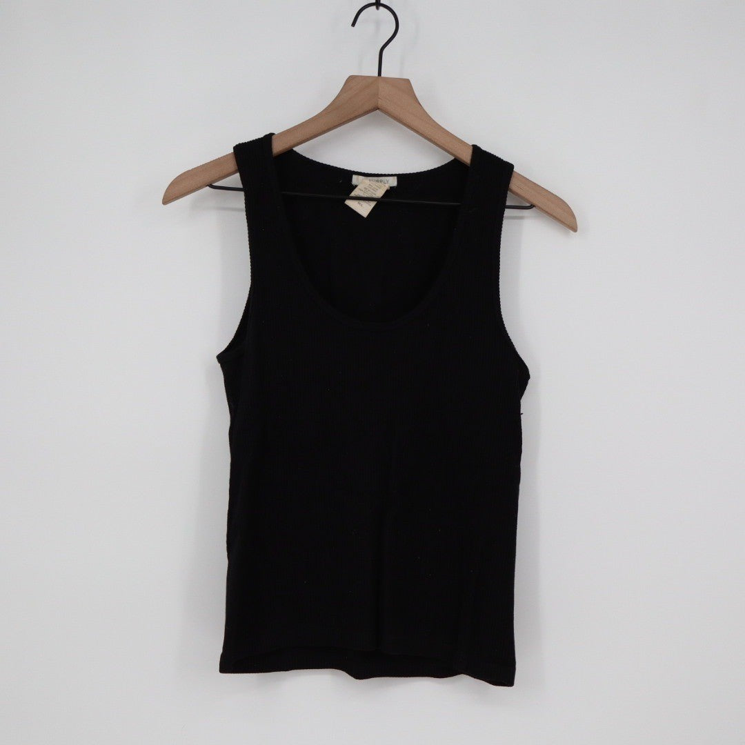 Z Supply Black Ribbed Tank Top Scoop Neck Sleeveless M L
