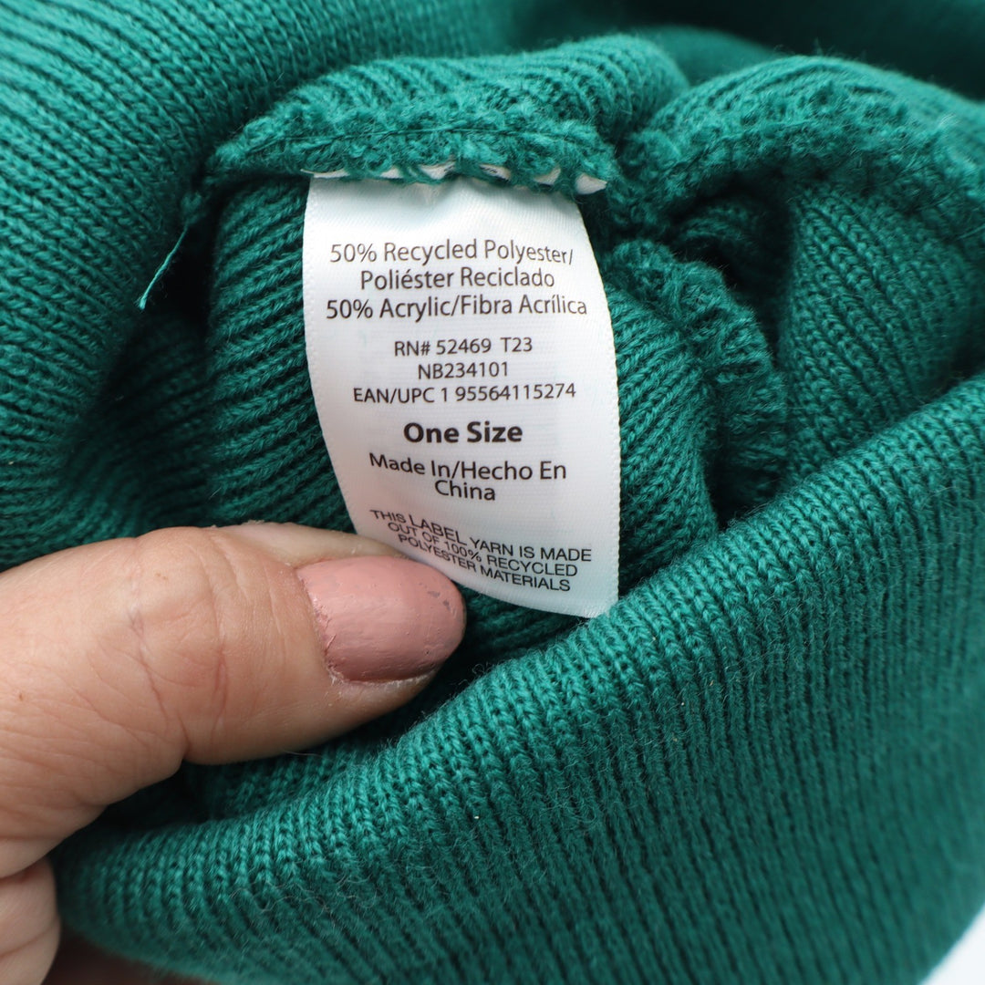 No Boundaries Green Alligator Flat Knit Cuffed Beanie Hat One Size New