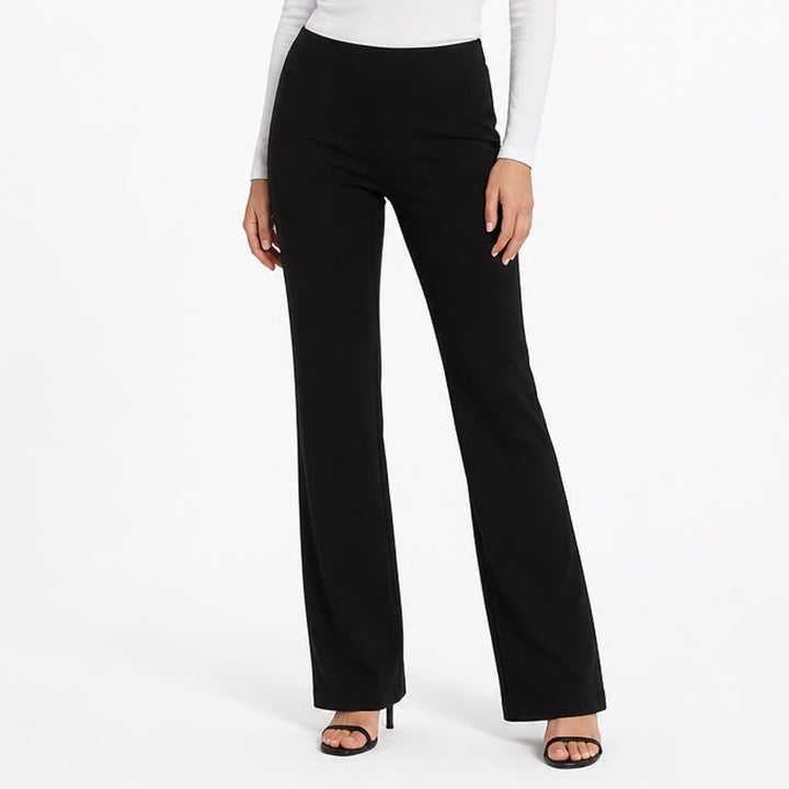 Ecru Black Pull On Stretch Trousers Straight Leg Business Pants DVA 939