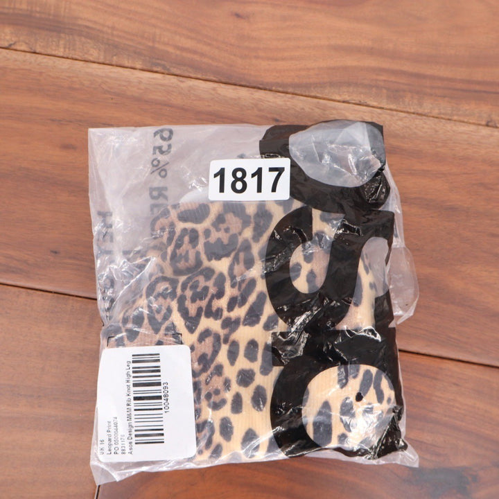 ASOS DESIGN Leopard Print Rib Knit Knot High Leg Bikini Bottoms Size US 4 UK 8