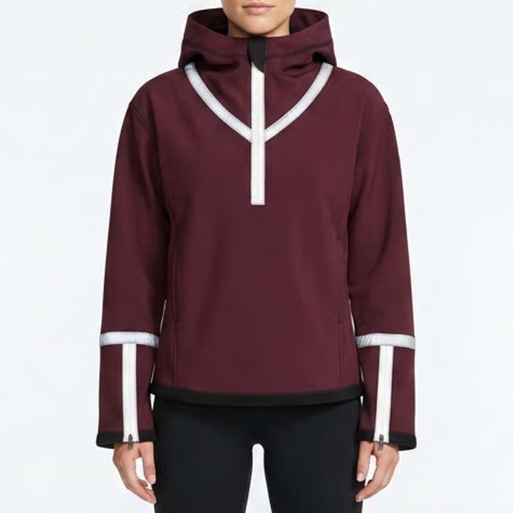 Reflective Rain Jackets Womens M Maroon Half Zip Hooded