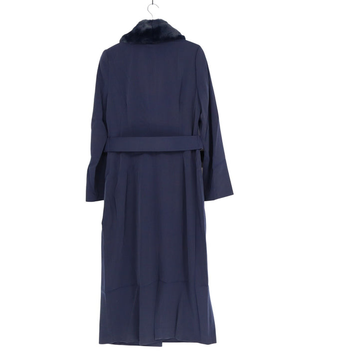 Naked Wardrobe The Statement Trench Coat Womens Medium Navy Fur Shawl Collar