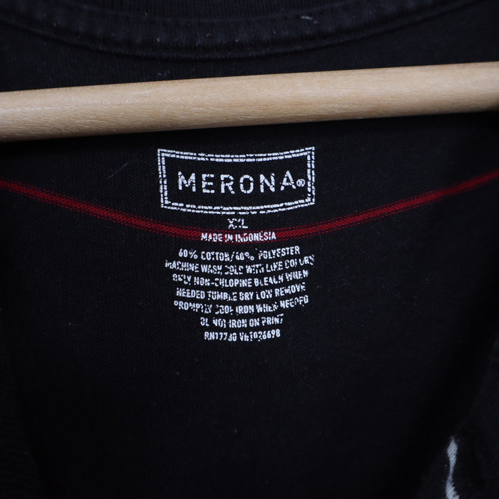 Merona Polo Shirt Mens XXL Casual Black Striped Short Sleeve Pocket Good