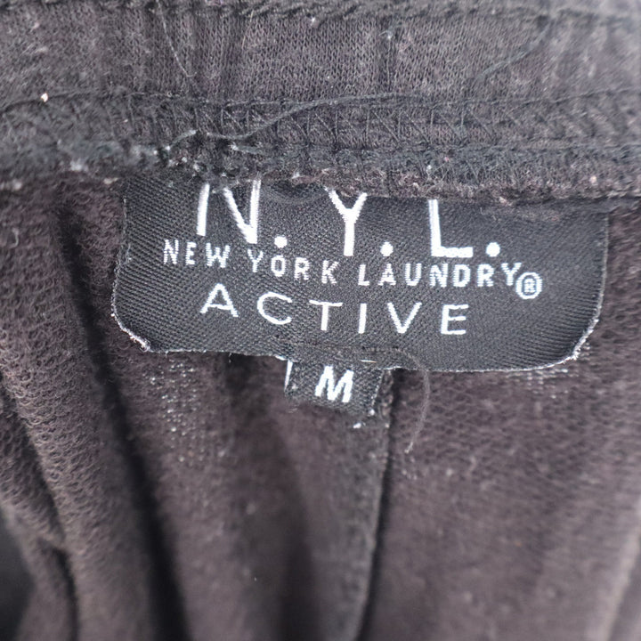NYL New York Laundry Active Black Wide Leg Cropped Cargo Joggers Pants Size M
