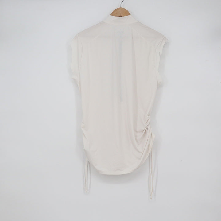 Carve Designs Women's XL Cream Ruched Side Cinch Sleeveless 1/4 Zip