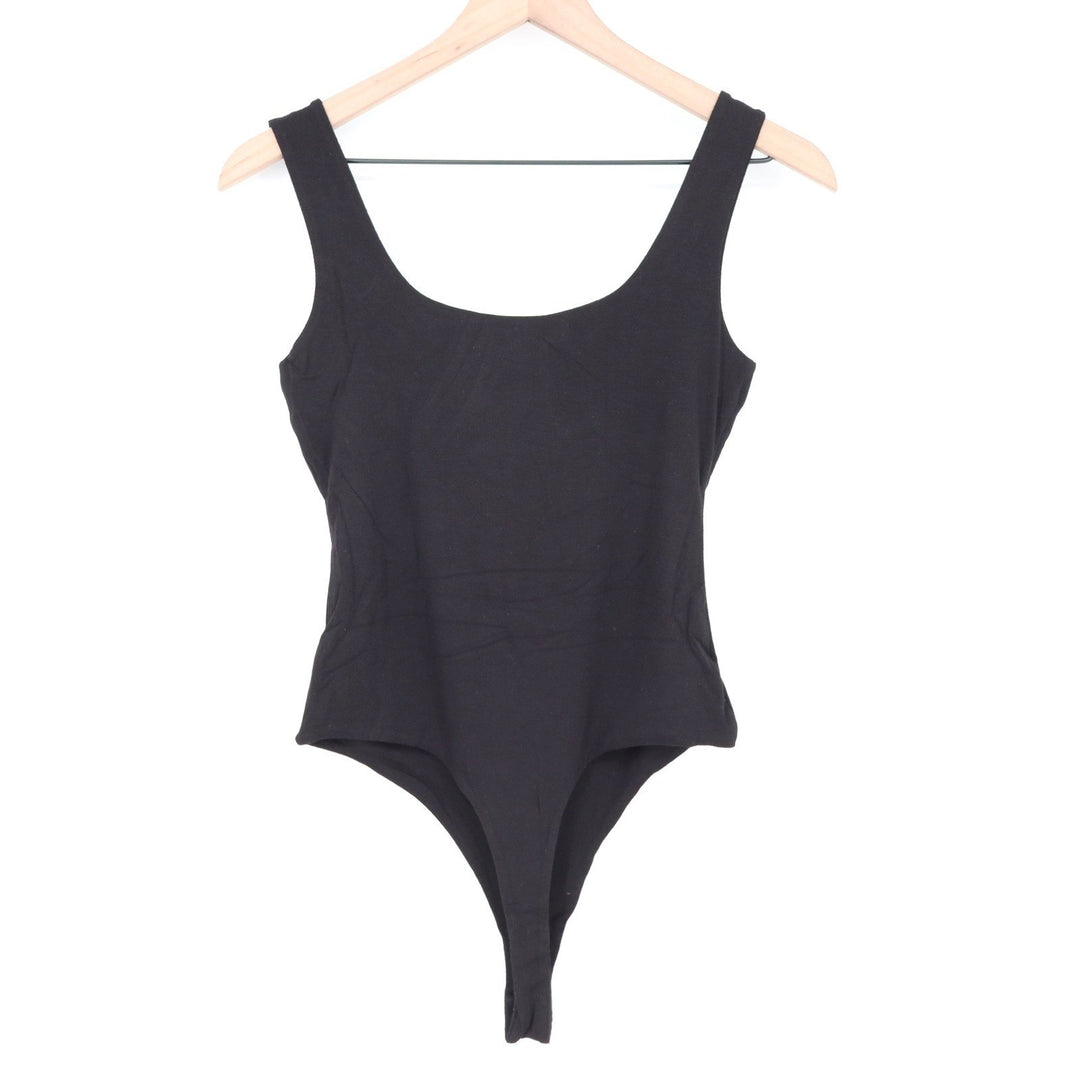 Naked Wardrobe Womens Black Scoop Neck Sleeveless Thong Bodysuit M