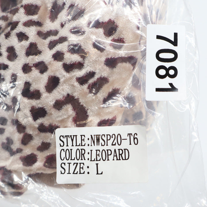 Naked Wardrobe Leopard Print Long Sleeve Crop Top Brown Tan Large