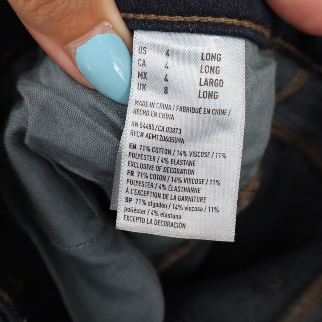 American Eagle Jeans Womens 4 Long Super Stretch X4 Dark Blue Skinny Excellent