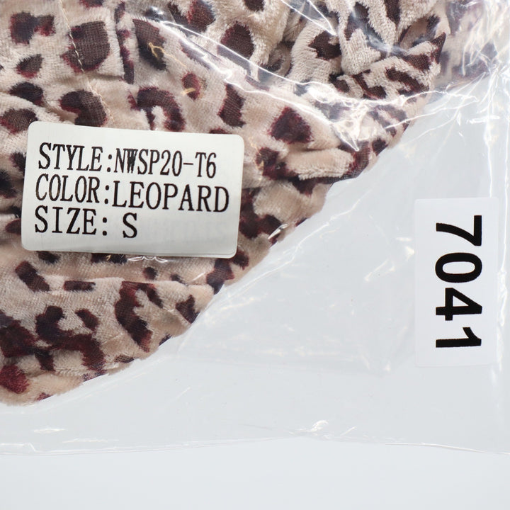 Naked Wardrobe Leopard Print Crop Top Long Sleeve Square Neck Small