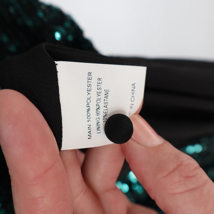 Showpo Miyah Maxi Dress Emerald Green Sequin Plunge Open Back Size 12 SD23080045