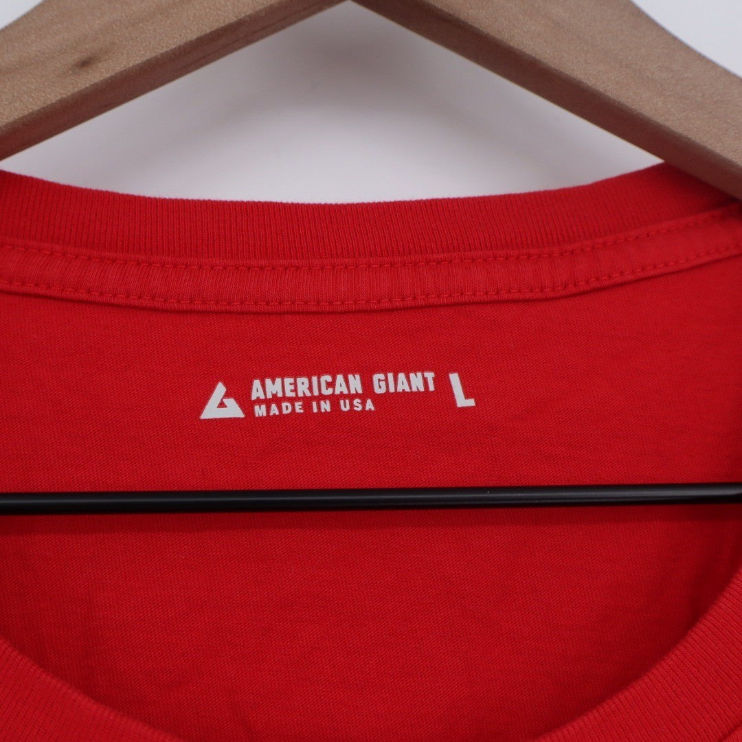 American Giant Women's Red Crew Neck Short Sleeve T Shirt Size L Made in USA