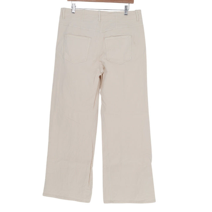 Made And Loved By Loft Pants Womens 30/10 Beige Cotton Stretch Mid Rise Wide Leg
